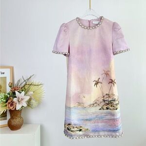 chinese dress ladies Zimmermann Tropicana Asymmetric Midi Dress Electric Blue